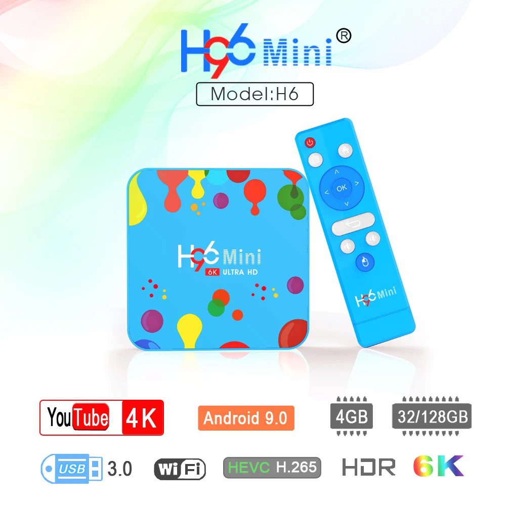 Приставка Смарт-ТВ H96 mini Allwinner H6 4 ядра 6K H.265 Wi-Fi + 32 ГБ | Электроника