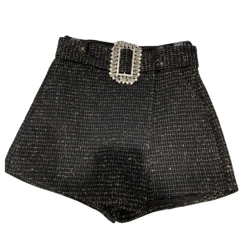 

Luxury Sequined Wool Short Femme 2021 Korean Fashion Women Clothing Pink/black Shorts Jeans Feminino