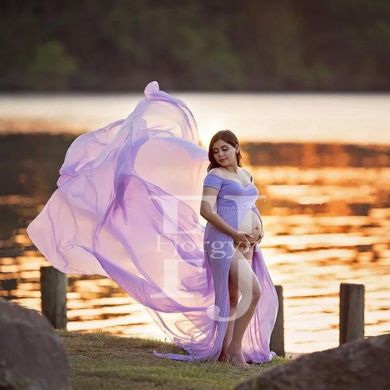 

Платье для беременных, лавандовое, с открытыми плечами, сексуальное, с открытым ПЕРЕДОМ
