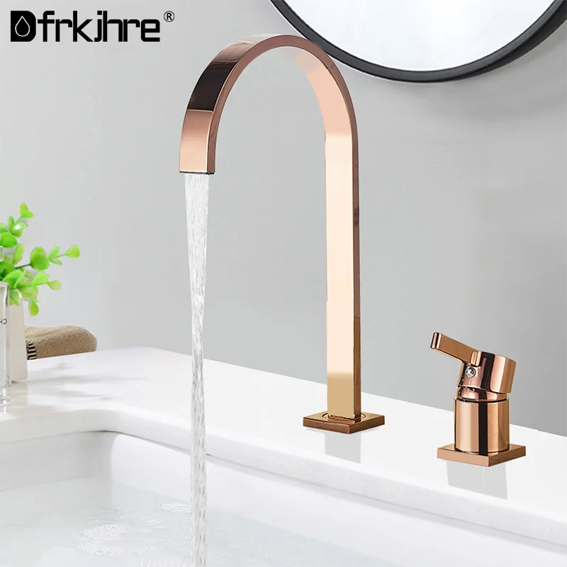

Bathroom Basin Faucet Black Brushed Gold 360 Degree Rotate Spout Single Handle Hot Cold Mixer Crane Tap Waterfall Basin Wash Tap