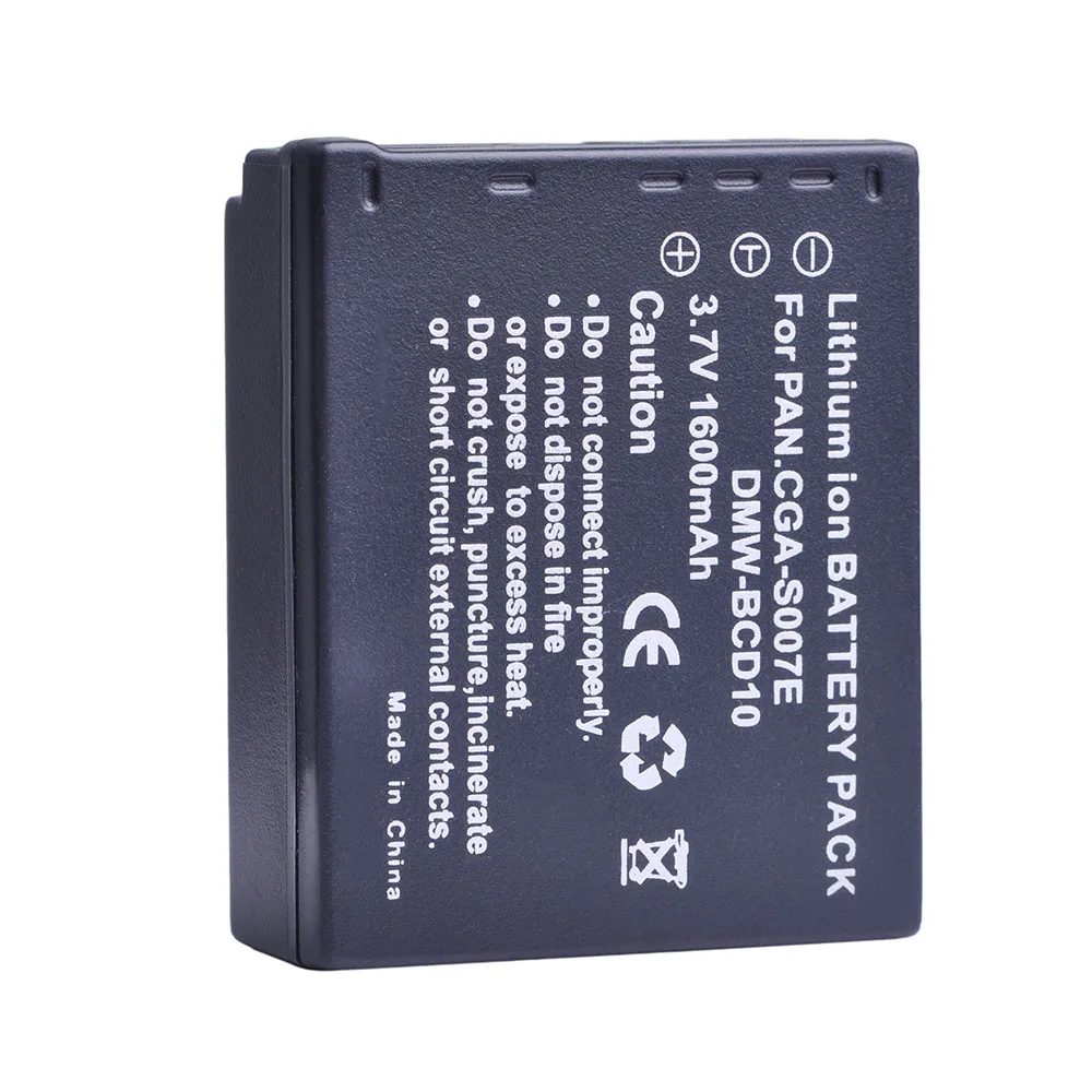 1600mAh 3 7 V CGA-S007 CGA-S007E DMW-BCD10 CGAS007 запасная батарея для камеры Panasonic DMC TZ1 TZ2 TZ3 TZ4 TZ5 TZ50 TZ15