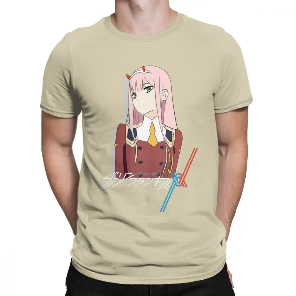 Darling In The Franxx 02, Мужская футболка, винтажные футболки, хлопок, с коротким рукавом, японская анимация, футболка, Новое поступление, топы - Цвет: Хаки