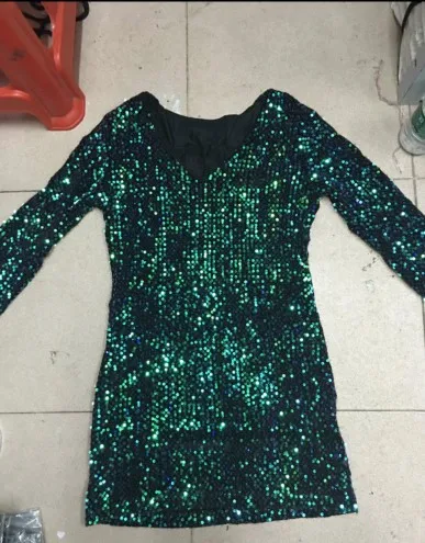 

European And American-Style New Style Autumn Sequin Pencil Slim Fit Dress