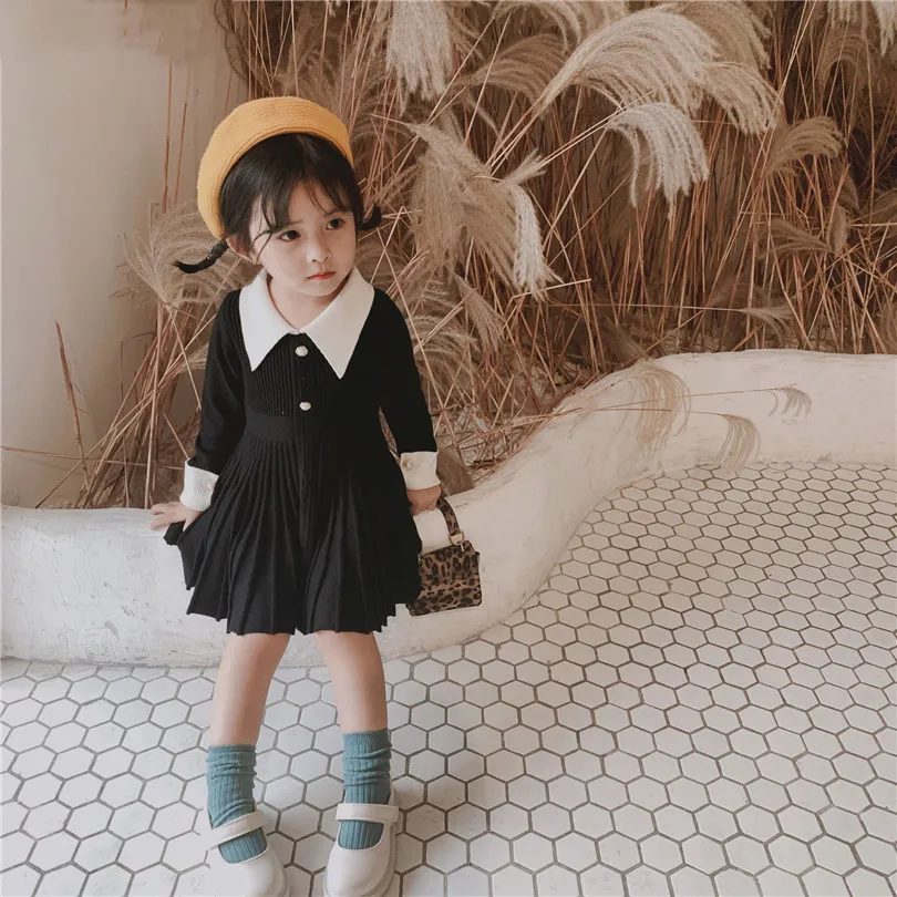 Вязаное платье для малышей сезон осень-зима консервативный стиль маленьких