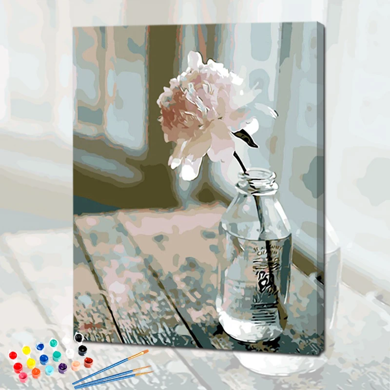 

Oil Picture By Number Flower Vase Coloring HandPainted DIY Craft For Adults Drawing Frame On Canvas Painting Decoration Wall Art