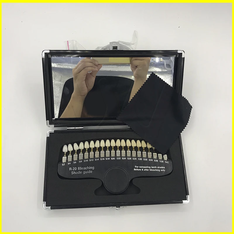 20 цветов Отбеливание зубов 3D оттенок руководство цветной компаратор с зеркалом