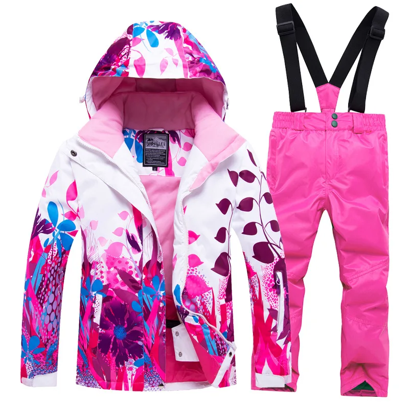 Pink 1 Г. Лыжные комплекты с капюшоном для девочек флисовый теплый зимний костюм для детей, спортивная куртка, штаны Зимняя одежда для маленьких мальчиков толстые детские костюмы - Цвет: Pink 1