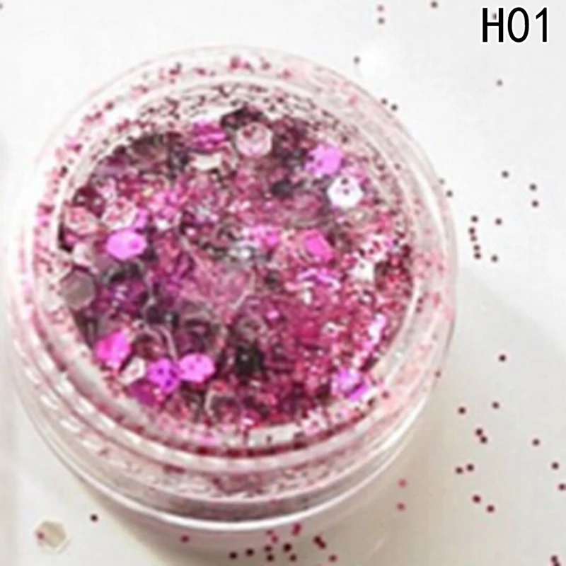 Новинка 2019 гибридные блестящие круглые цветные баночки с блеском для ногтей тени