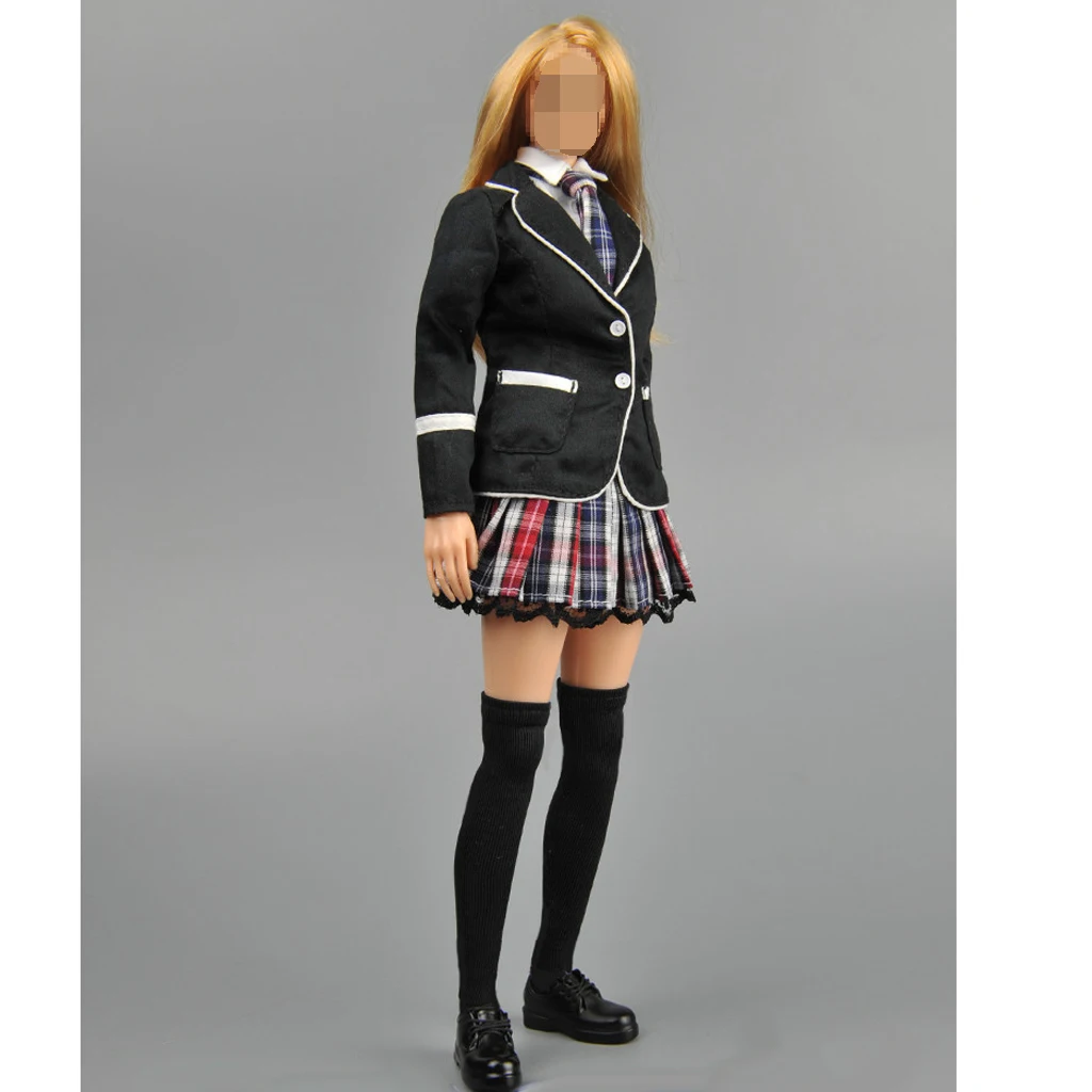 

1/6 Scale Black Women Clothes School Uniform Fit Female Boby