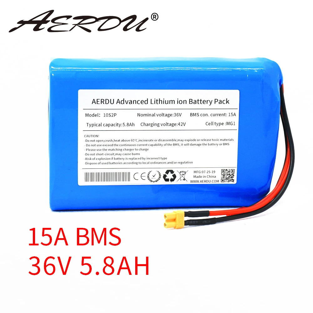 Аккумуляторная батарея AERDU для электроскутера самоката скейтборда 15 А BMS XT30 JST 42 в