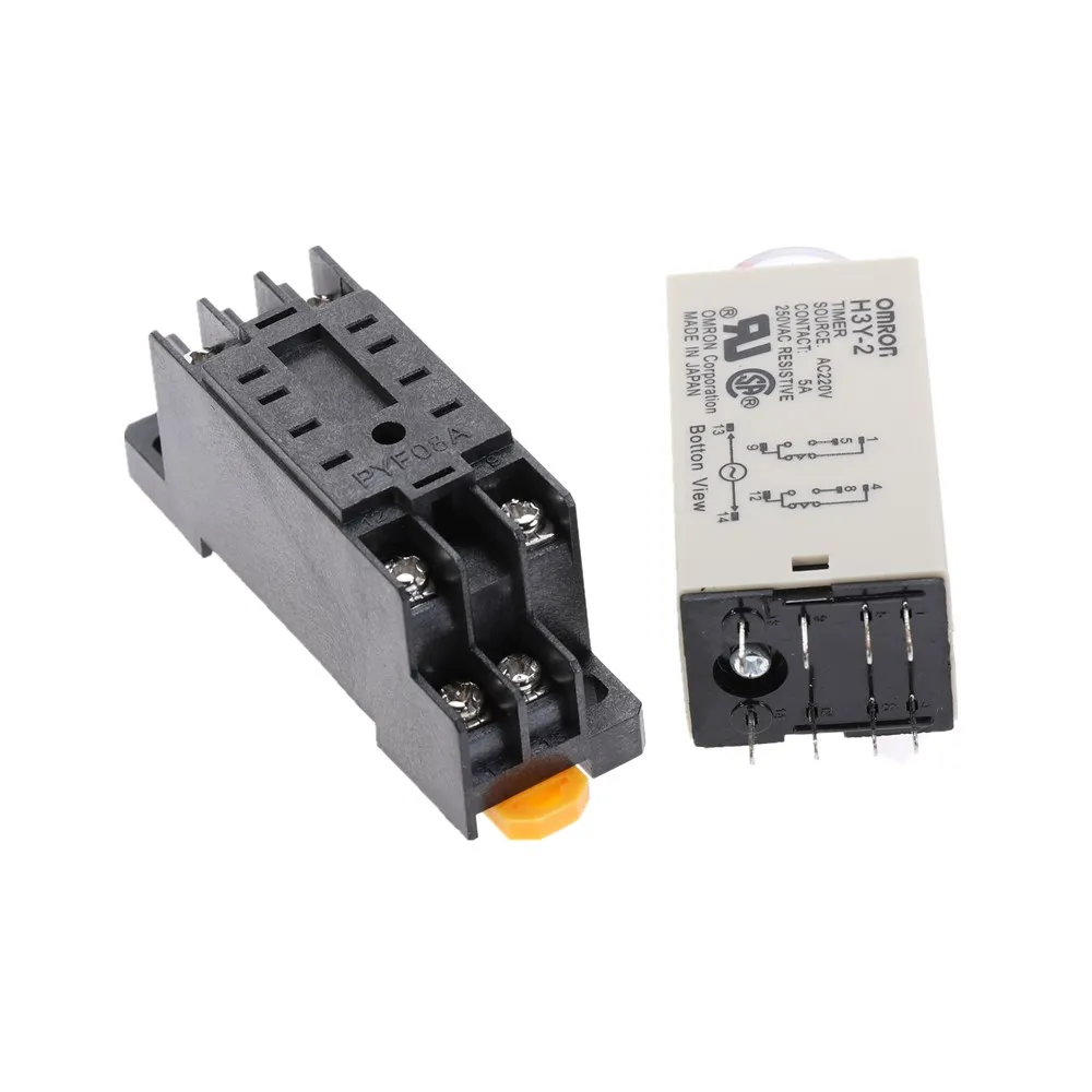 1pcs H3Y-2 Delay Timer Time Relay AC220V 110V/DC12V 24V 0 - 3 Minute with Base 5A | Обустройство дома