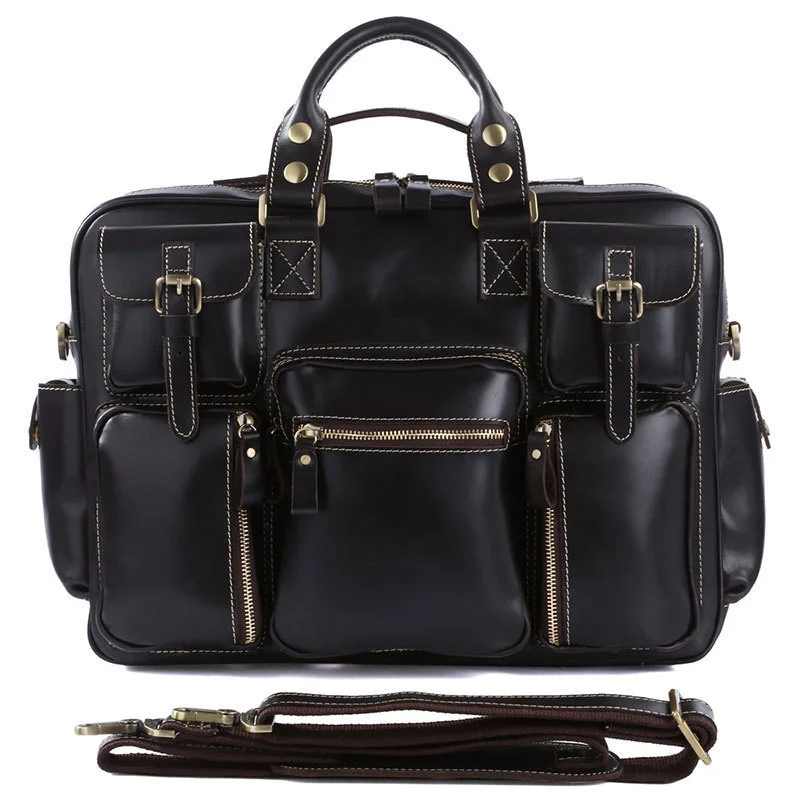 

Genuine Leather Male Package Crazy Horsehide Handbag Men's Handbag Zipper Briefcase Men Messenger Vintage Office Bags