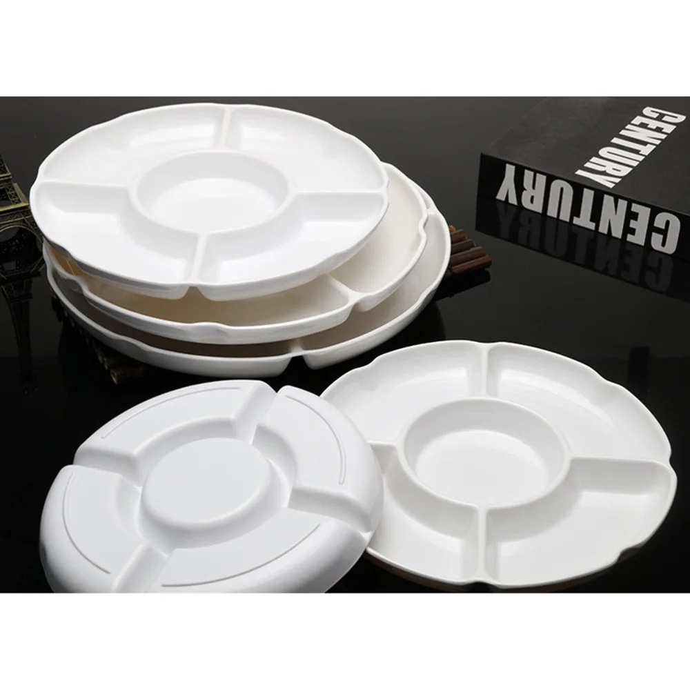 

5-Compartment Melamine Food Storage Tray Dried Fruit Plate Appetizer Serving Platter for Candy Pastry Nuts