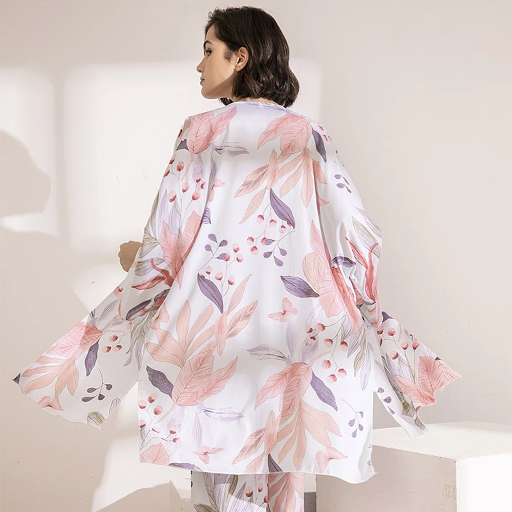 Пижамный комплект мягкий женский одежда для сна на весну и осень кардиган с