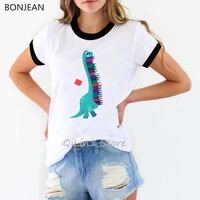 funny giraffe holding a stack of books print t shirts summer vintage women t shirt kawaii girl casual tops fashion woman clothes