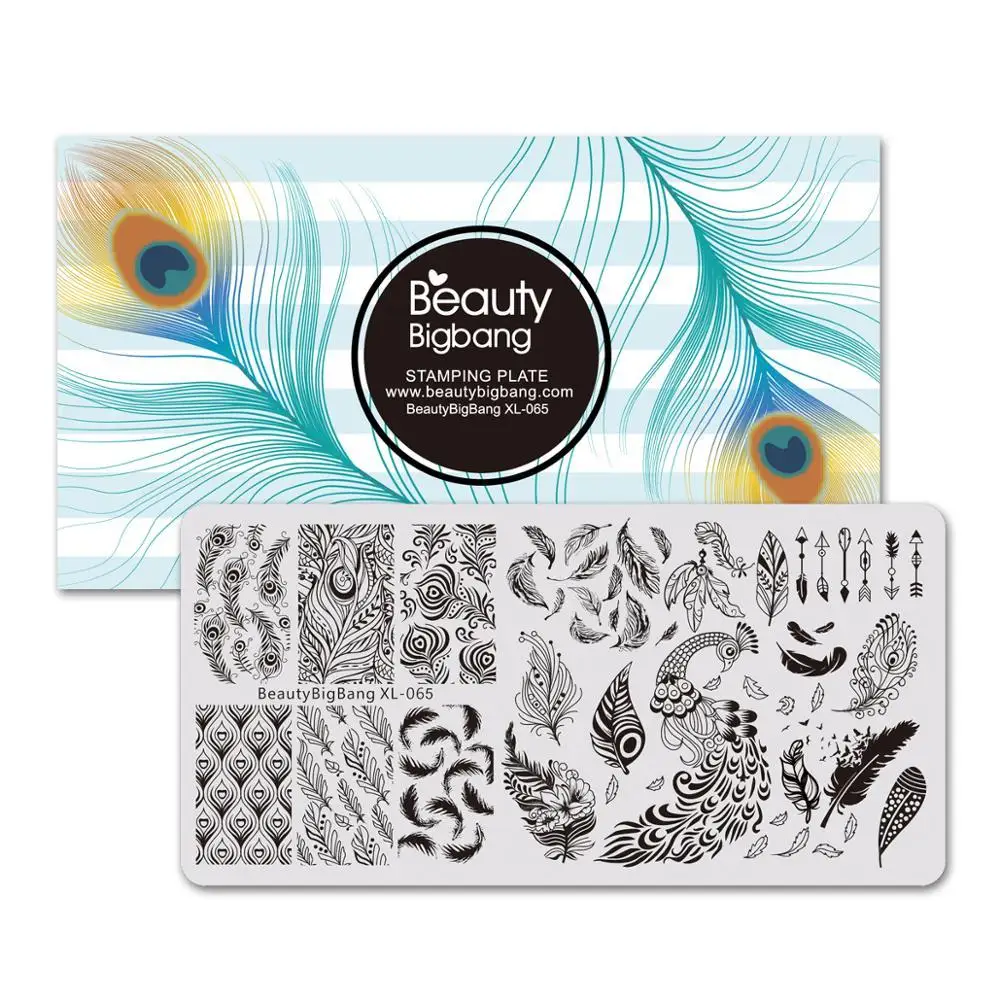 Nails Art Stamping Plates DIY Birds Peacock Feather Printing Image Nail Stamp Template Stencil Mold Accessories Tools | Красота и