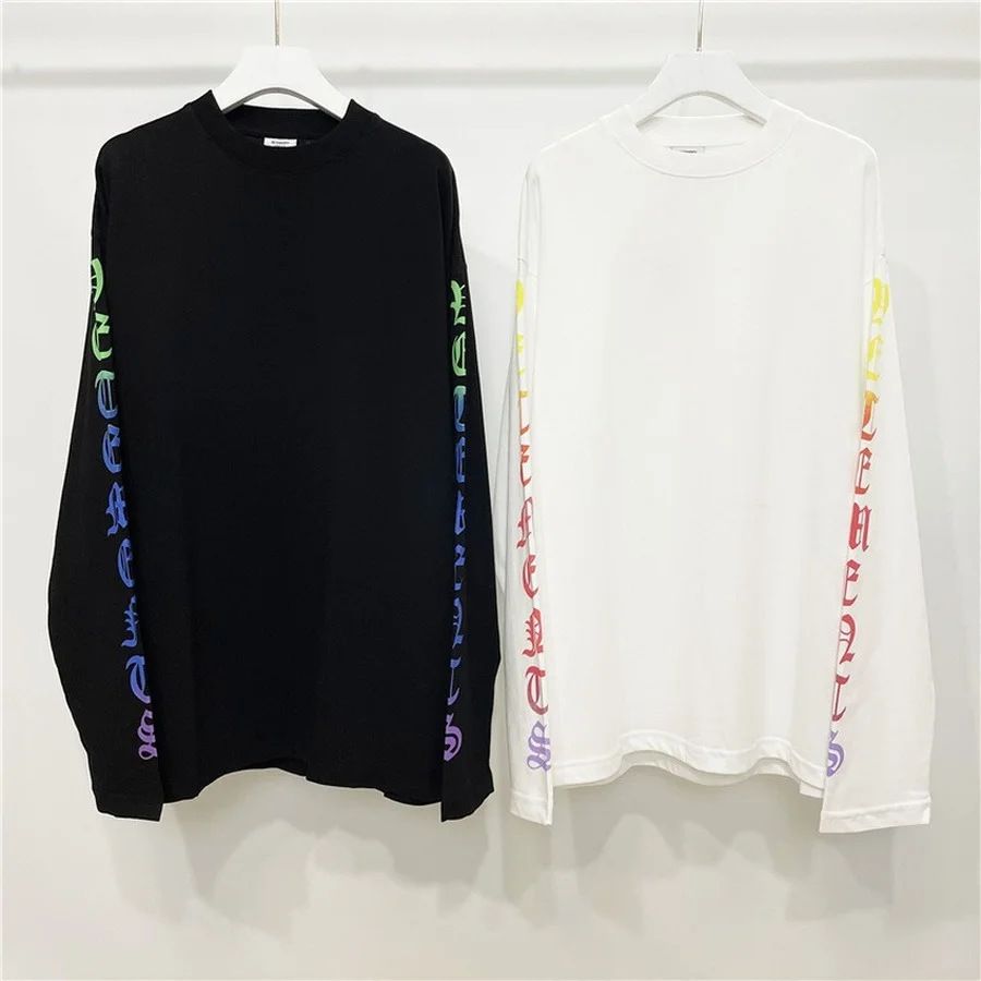 

Oversized Vetements Long Sleeve T Shirt Best Quality Unisex Vetements T-shirt Embroidery Back Logo