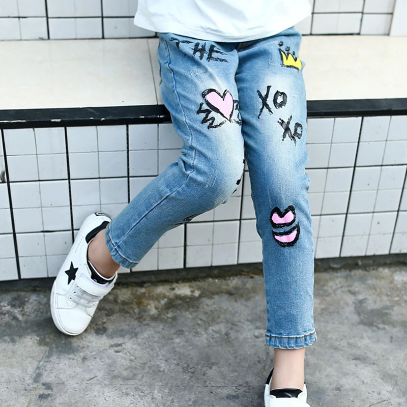 Детские брюки HH для девочек джинсовые зимняя Весенняя теплая детская одежда