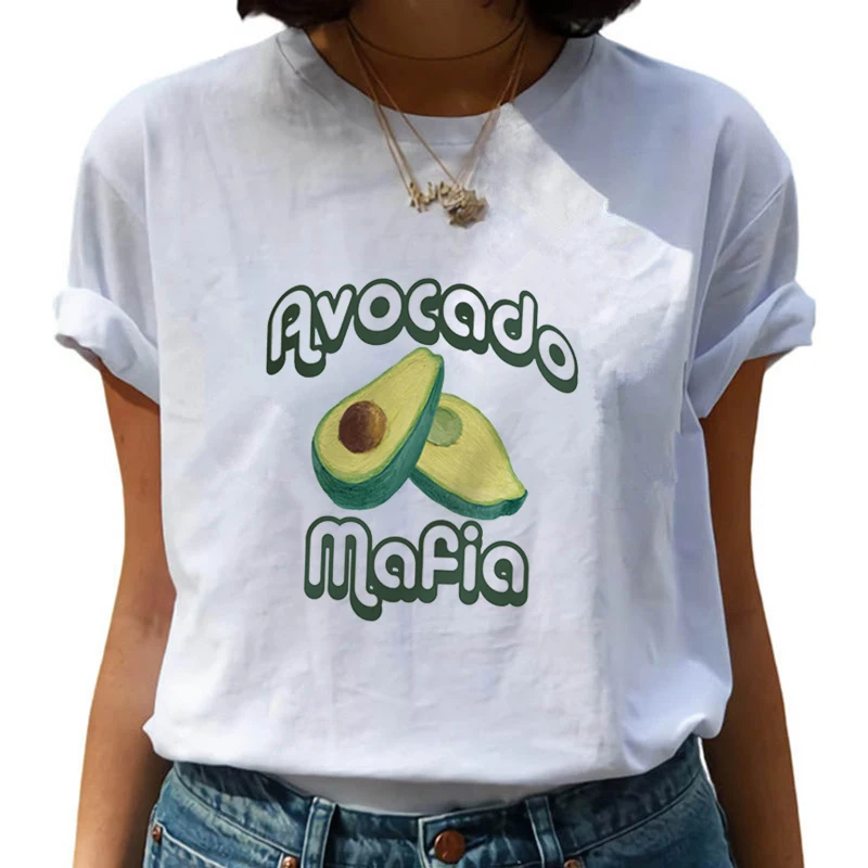 

New Harajuku Female Tshirt Avocado Print Short Sleeve Vogue Cute T Shirt Tops Tee Fashion Casual Graphic T-shirts Women Clothing