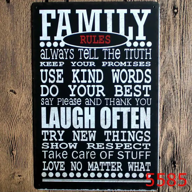 

Metal Tin Sign family rules Bar Pub Vintage Retro Poster Cafe ART
