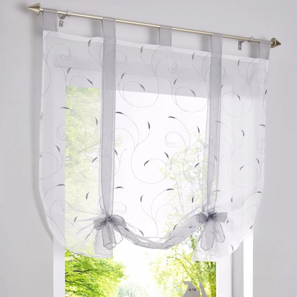 White Roman Curtain Grey European Perspective Yarn Drape Bow Tulle Suitable For Balcony Living Kitchen Room Decoration 4 | Дом и сад