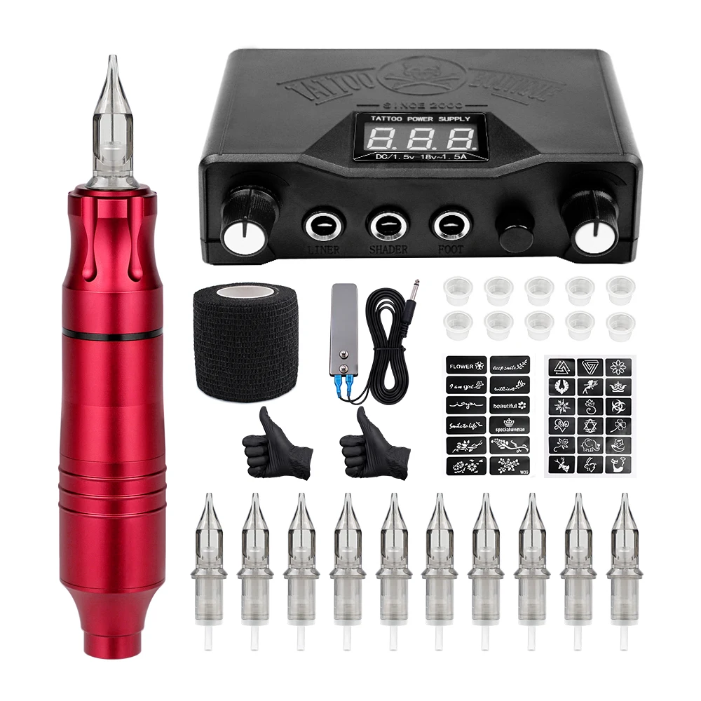 

Tattoo Machine Kit Hot Tattoo Power Supply Rotary Pen With Cartridges Needles For Permanent Makeup Eyebrow Microblading Needles