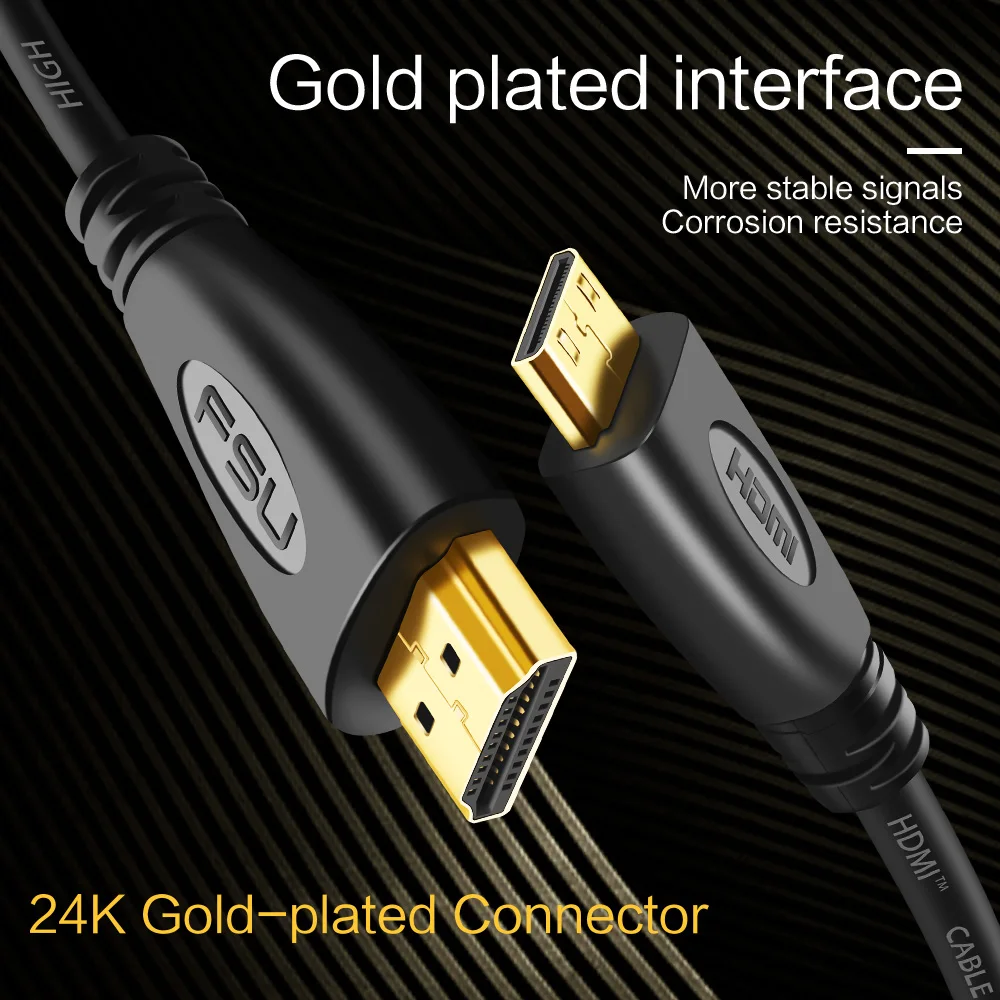 Мини-hdmi-hdmi кабель 1080p 3D Высокоскоростной адаптер позолоченный штекер для камеры монитор проектор ноутбук ТВ 1 м, 1,5 м, 2 м, 3M, 5 м