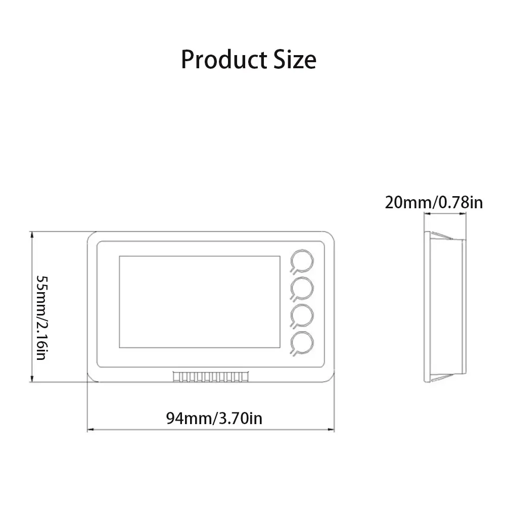 

TF03K Coulomb Counter Meter Battery Capacity Indicator Voltage Current Display with LCD Display for Vehicle Battery Black