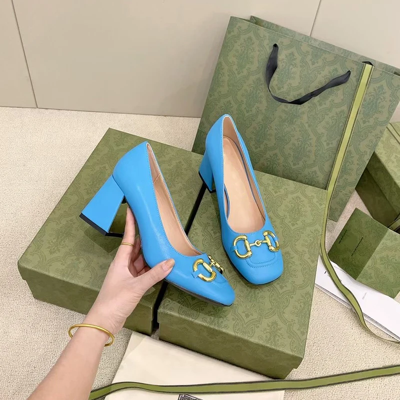 

New French retro Horse Street buckle square head shallow mouth thick heel Mary Jane women's single shoes in spring and autumn