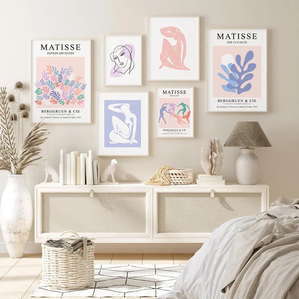 

Matisse Abstract Poster Peach Blue Lilac Art Print Minimalist Canvas Painting Modern Pastel Wall Picture Living Room Home Decor