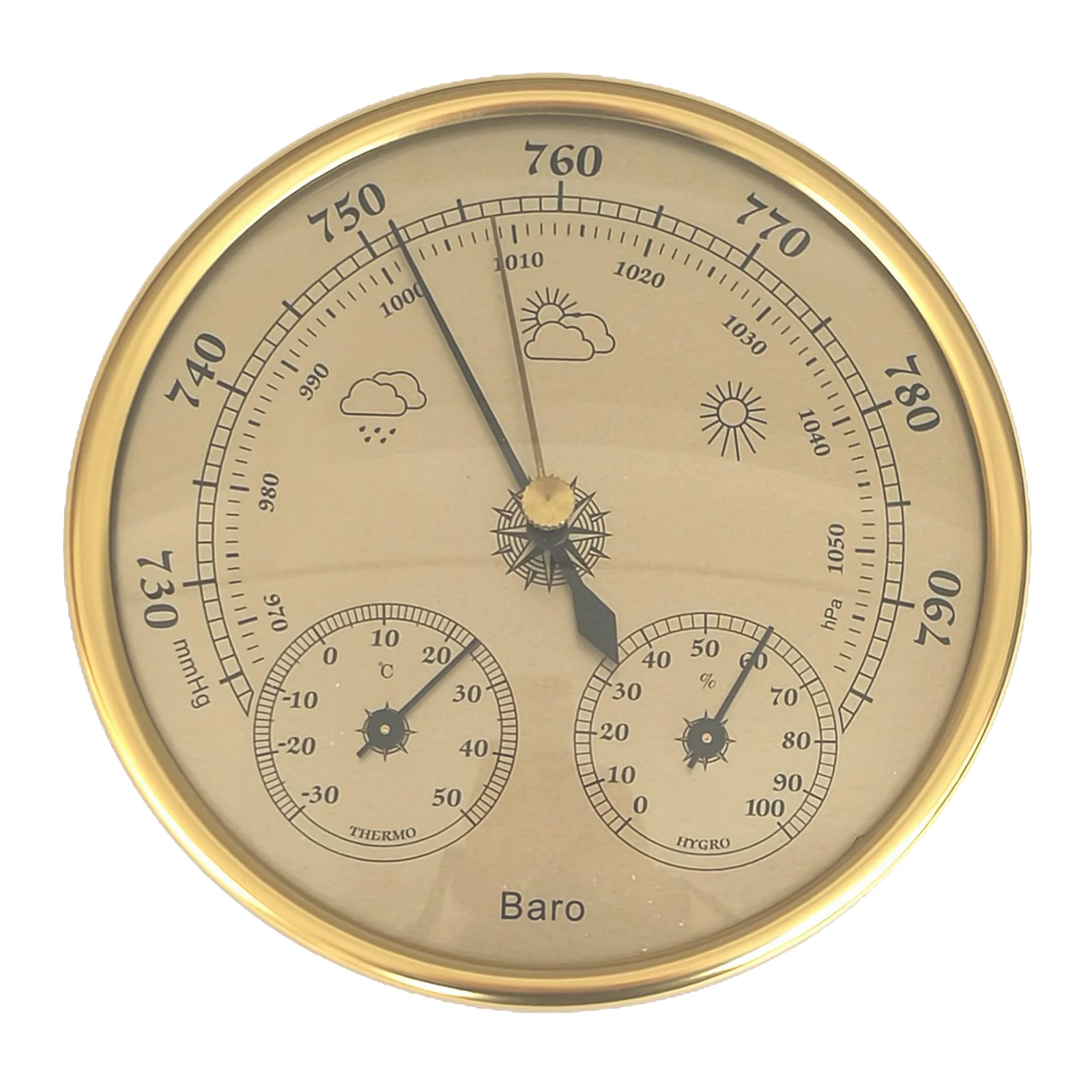 

2Pcs 3 in 1 Weather Station for Indoor and Outdoor use, Diameter 13 cm, Barometer Thermometer Hygrometer