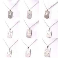 twelve constellations necklaces stainless steel charms fashion vintage pendant necklaces women female male jewelry p248
