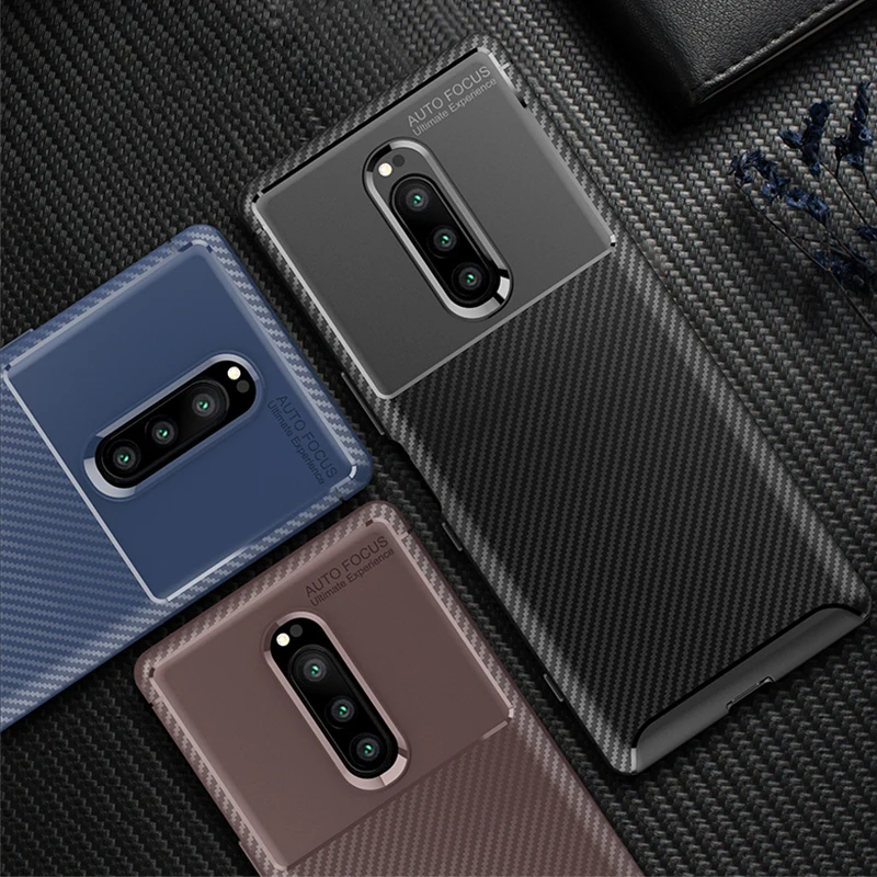 Carbon Fiber Shockproof Soft Silicon TPU Case For Sony Xperia 1 10 Plus 20 XZ3 XA2+ XZ2 Compact XA2 XA3 XZ4 Mini Premium Cover |