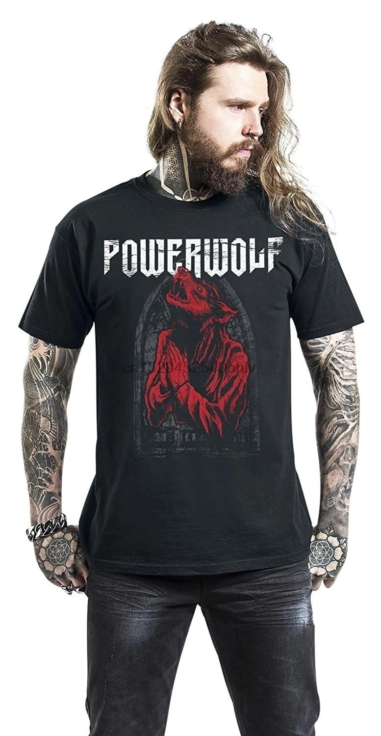 

Mens Summer T shirt Powerwolf Lupus dei T-Shirt black Casual Loose Short Sleeve T shirts Hight Quality