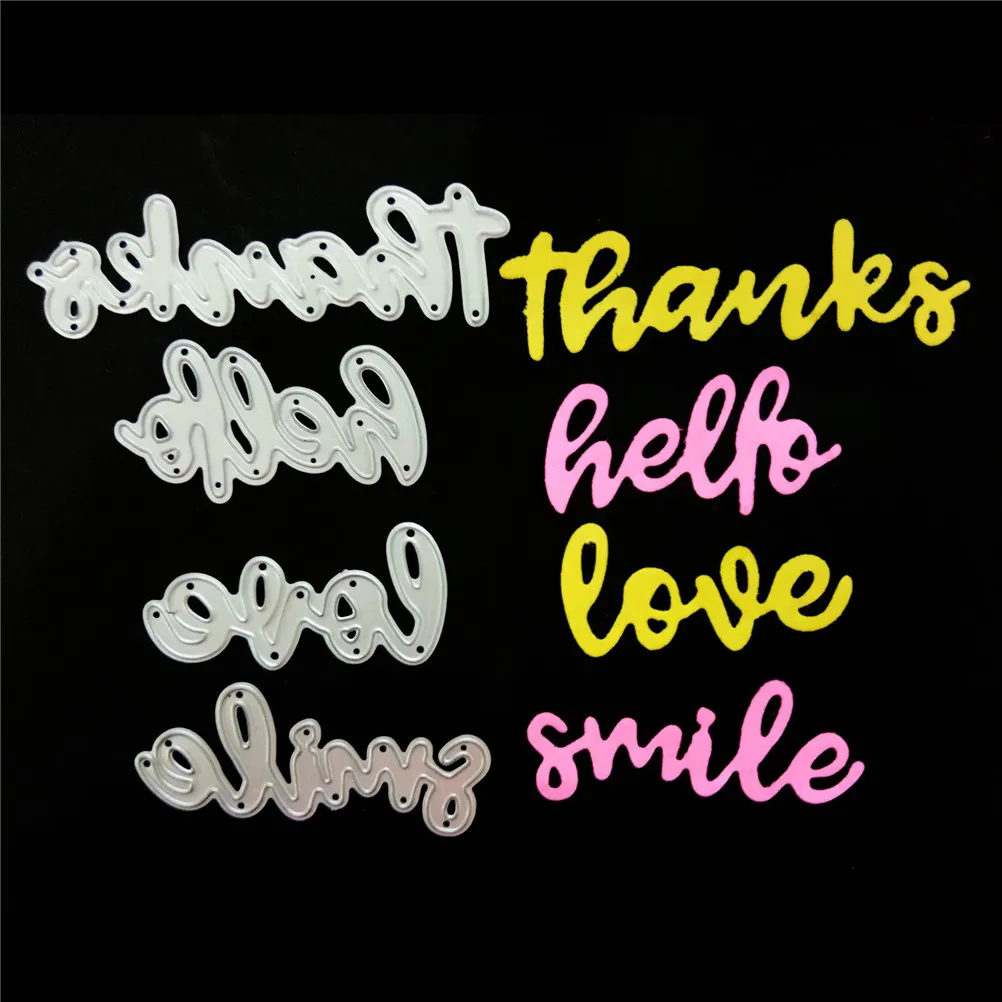 

Новый DIY Скрапбукинг тиснение декоративные бумажные карточки спасибо со смайликами, ремесла умереть слово металлический Трафаретный выруб...