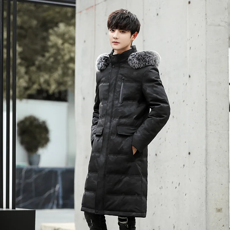 High Quality Luxury Men Down Jacket Casual Solid Fur Collar Hooded Outwear 2020 New Winter Thick Warm Overcoat Plus Size | Мужская