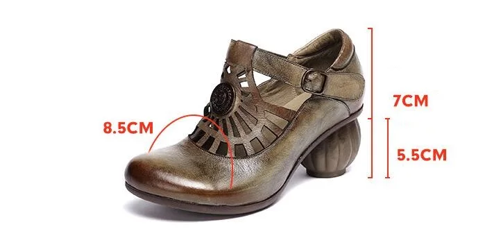 Женские туфли-фонарики с круглым носком из натуральной кожи |