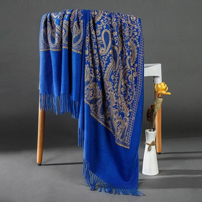 Модные дикие Стразы вышитый шарф кешью шаль Осень и зима толстый искусственный