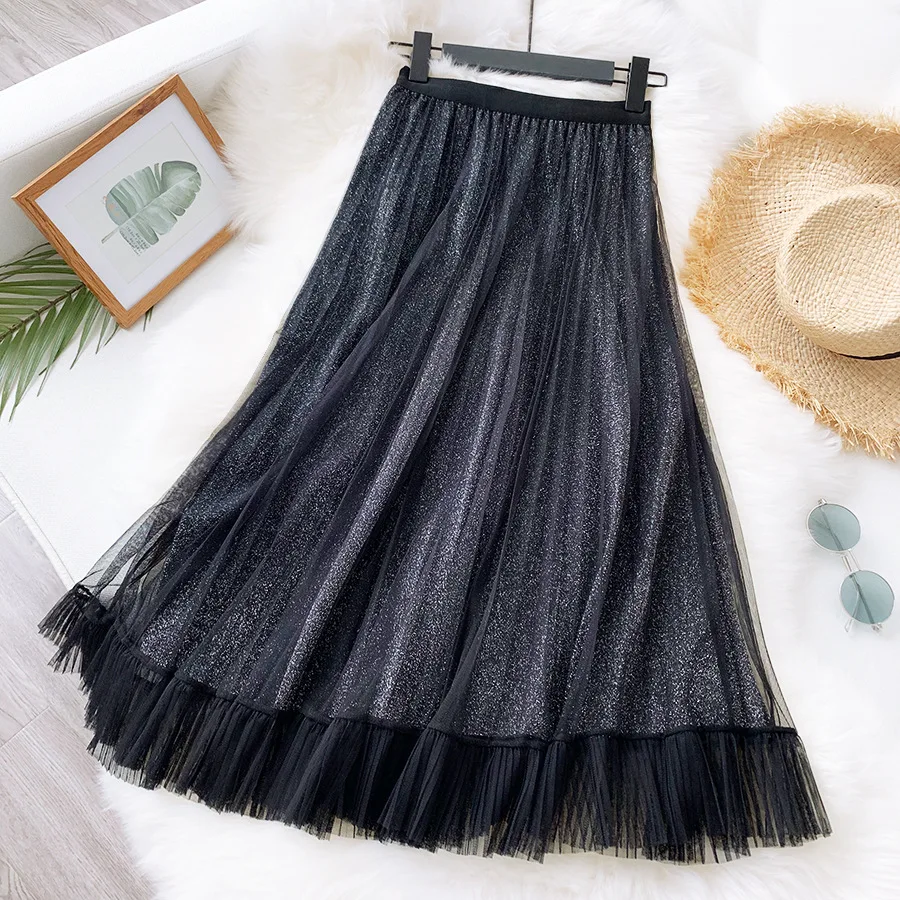 Весенняя новая трапециевидная Женская юбка WF0040 с эластичной высокой талией