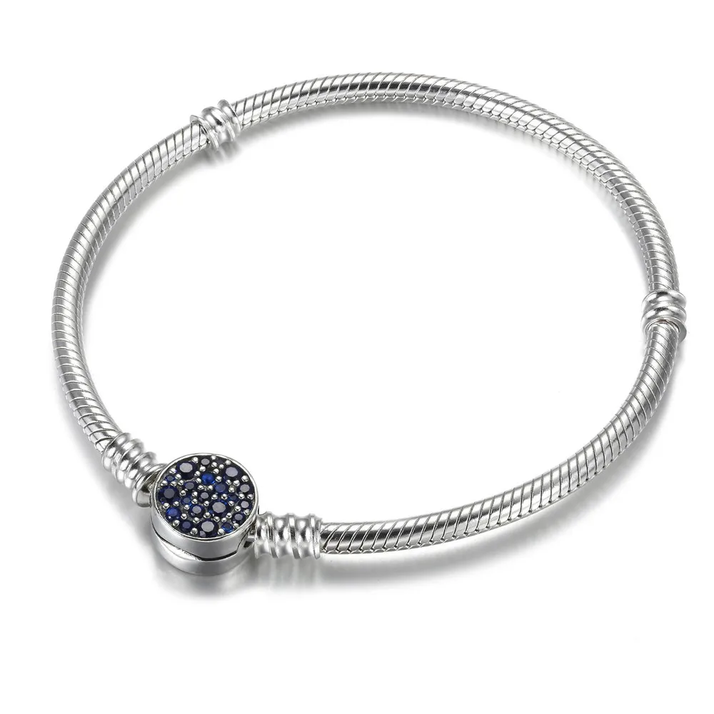 

Женский классический браслет из серебра 925 пробы с синими кристаллами