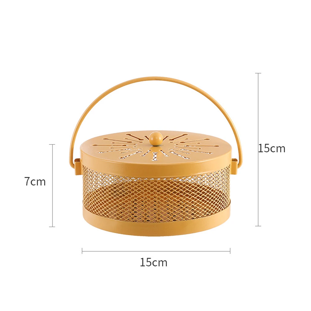 

Wholesale New 6 Colors Metal Mosquito Repellent Anti Mosquito Box Cover Round Coil Holder Incense Plate Safety Windproof
