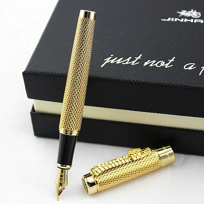 Jinhao 1200 винтажная Роскошная серебряная металлическая перьевая ручка благородная