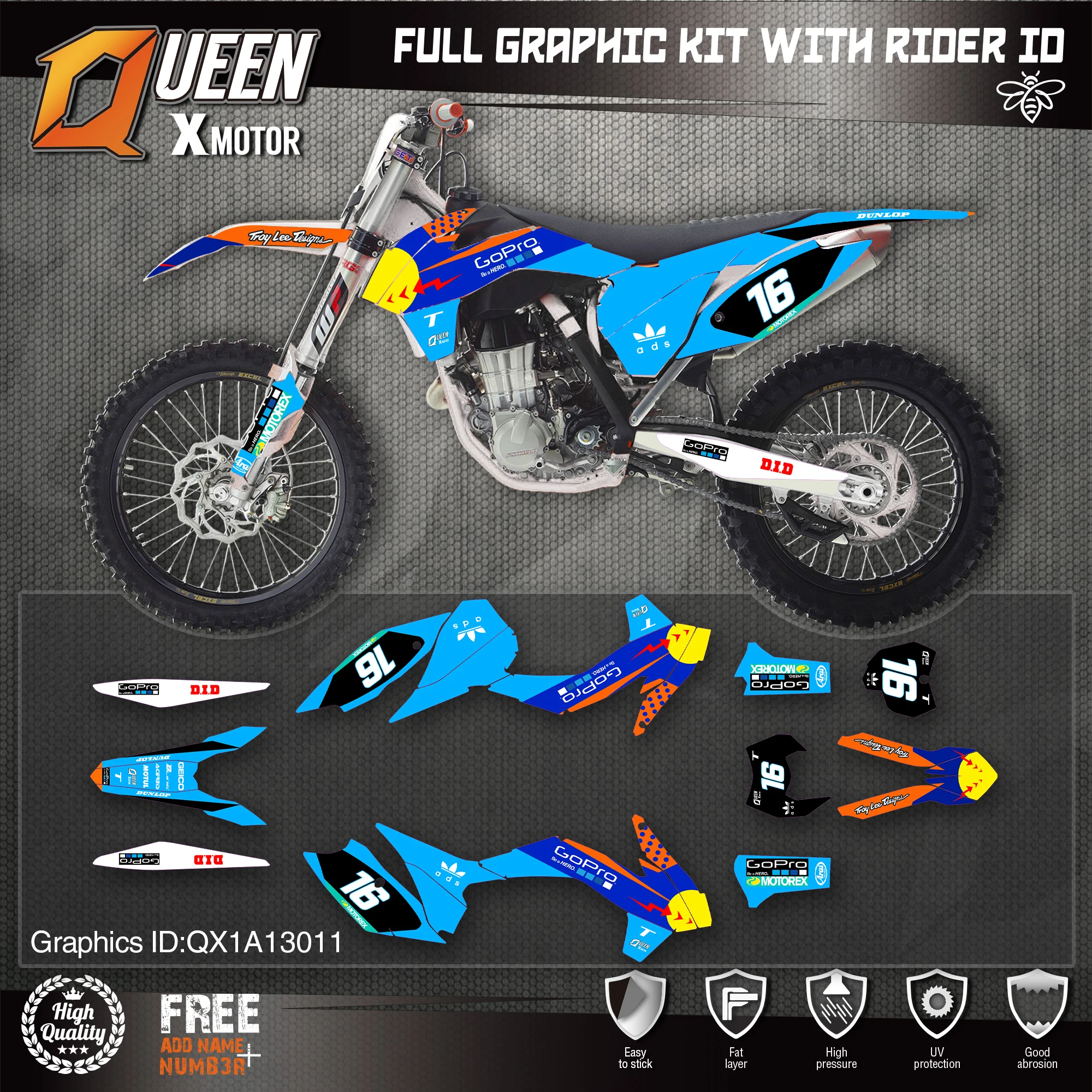 QUEEN X MOTOR Custom Team графические наклейки Набор наклеек для KTM 2013 2014 2015 SX SXF 2016 см |