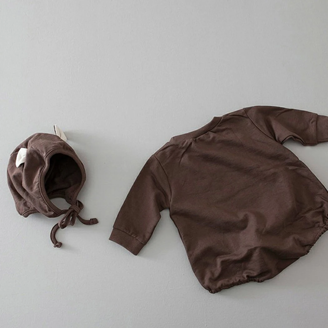 Детский хлопковый комбинезон с капюшоном длинным рукавом | Детская одежда и