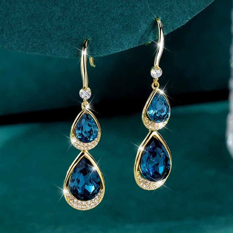 High Quality Dangle Earrings for Women Exquisite Teardrop Engagement Wedding Pendant Earings Fashion Jewelry 2022 brinco | Украшения и