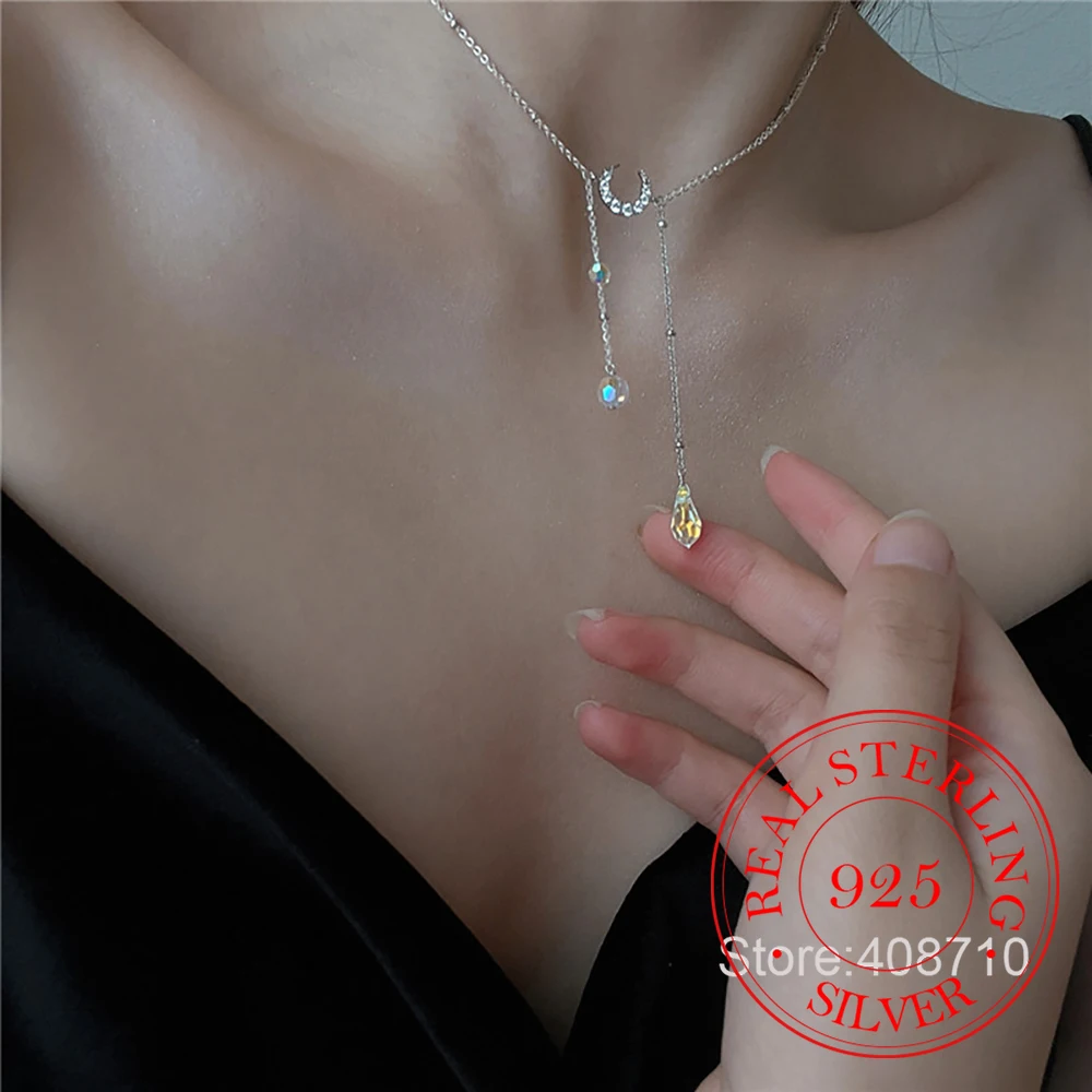 

Женское колье из серебра 925 пробы, с подвеской в виде Луны