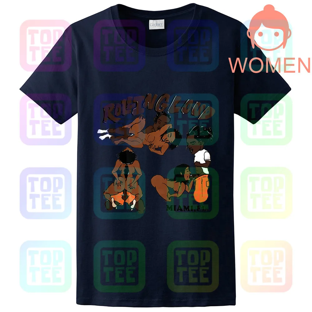 WOMEN-NAVY Футболка AWGE Asap Rocky Rolling Loud - Цвет: WOMEN-NAVY