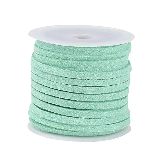Aquamarine 5 м/рулон 3x1,5 мм плоский шнурок из искусственной замши, ожерелье, веревочка, рукоделие, бархатное кружево, сделай сам, нить, цепочка, ожерелье, ювелирное изделие, F55 - Цвет: Aquamarine