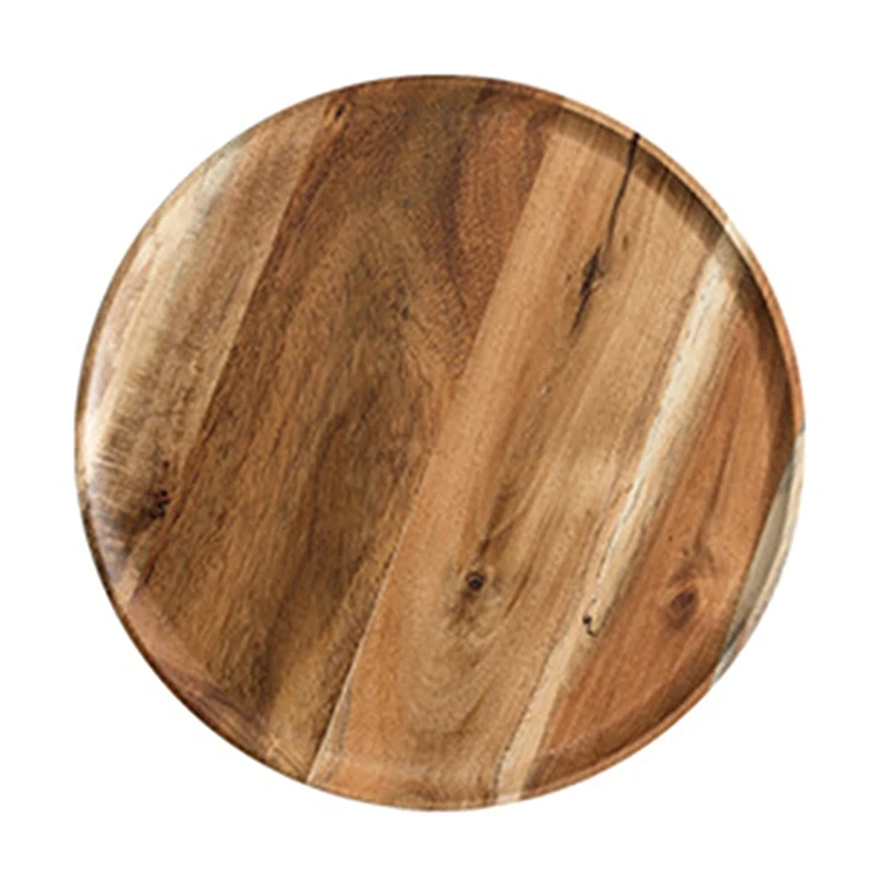 

Wooden Round Serving Tray Snacks Food Storage Dish for Hotel Home Kitchen Fruit Tray Tea Set Gem Essential Oil Display
