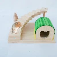 wooden hamster sleeping house cage nest with climbing ladder molar stick small animals playing toys for guinea pig squirrel